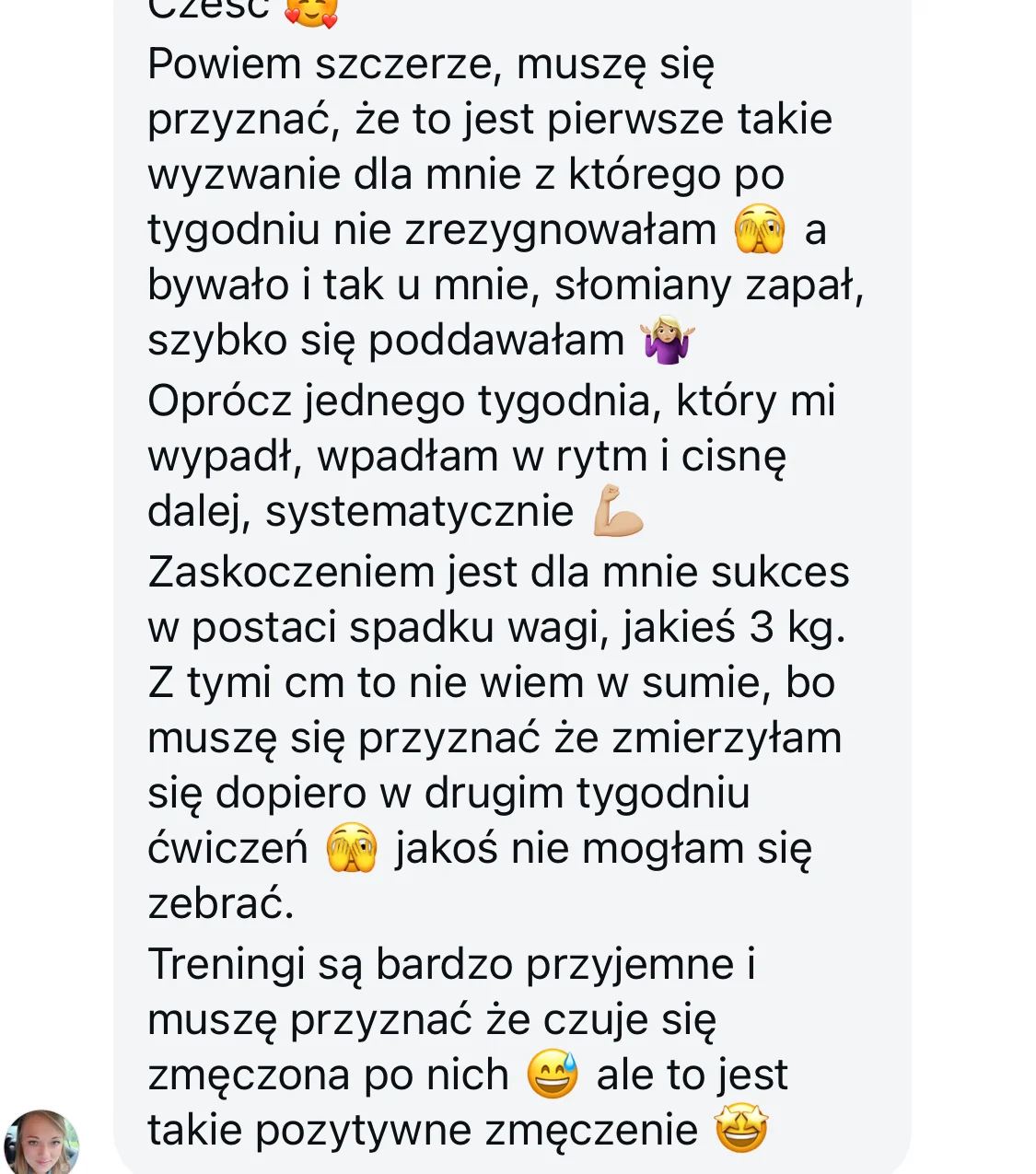 Wiadomość od uczestniczki programu