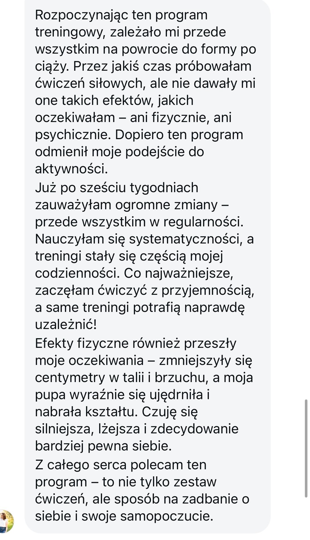 Wiadomość od uczestniczki programu