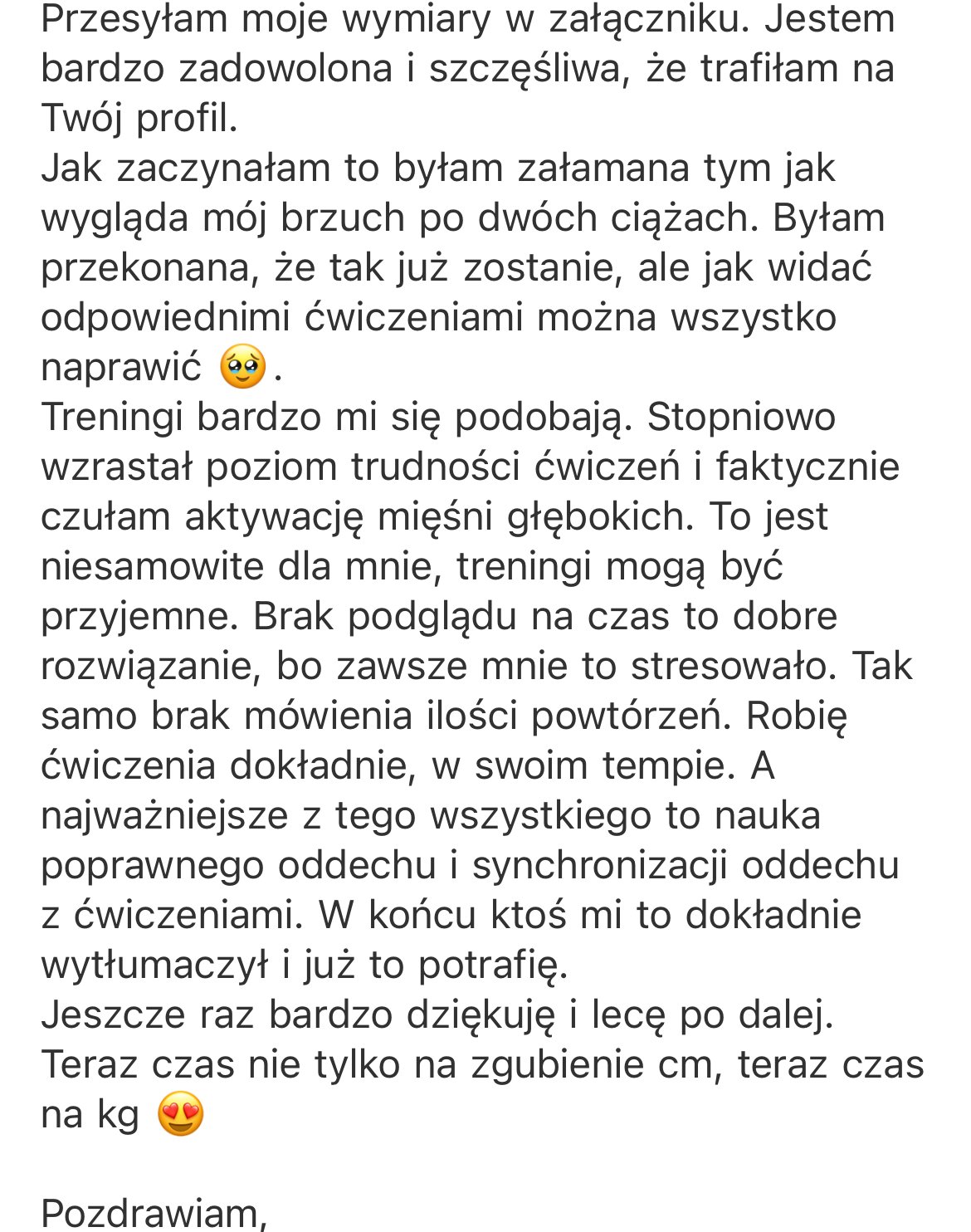 Wiadomość od uczestniczki programu
